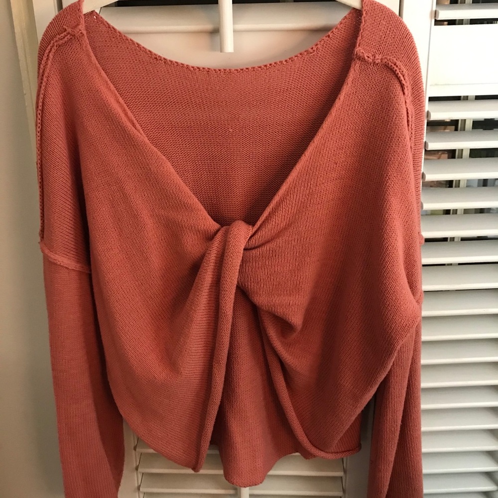 Twist tie front sweater
